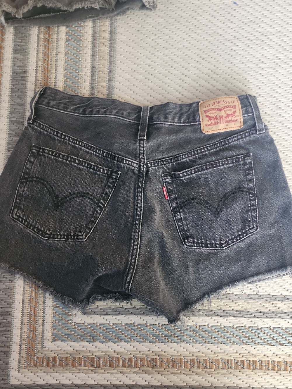 Levi's Black Washed Denim Cutoff Shorts
